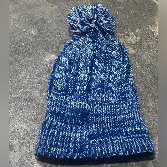 GERTEX BLUE & WHITE KNIT BEANIE MARLED TWEED POM POM WINTER HAT ONE SIZE - Picture 7 of 10